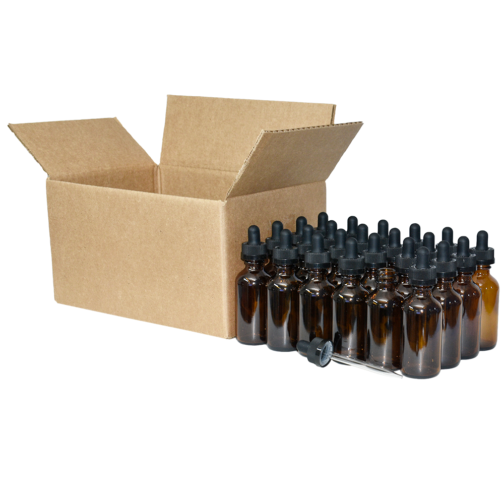 2 oz. Amber Boston Round with Black Child-Resistant Glass Dropper (20/400) (V23) (V8)