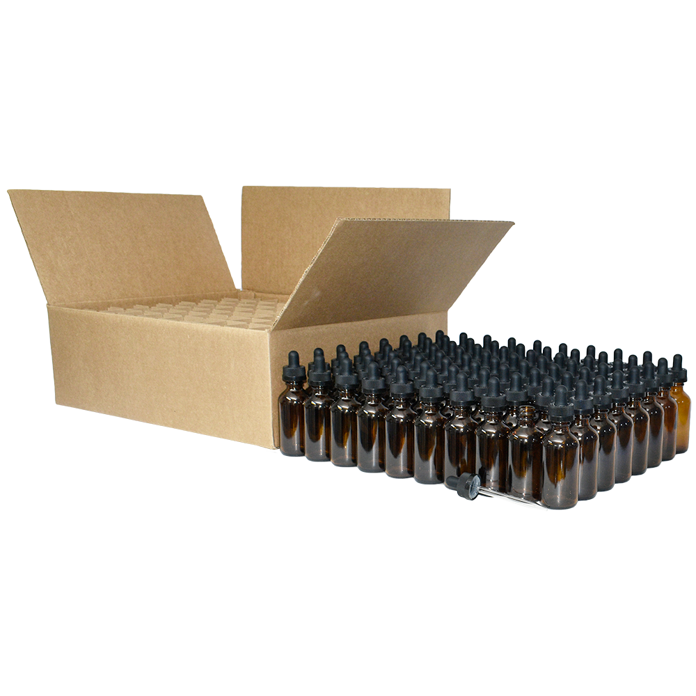 2 oz. Amber Boston Round with Black Child-Resistant Glass Dropper (20/400) (V23) (V8)