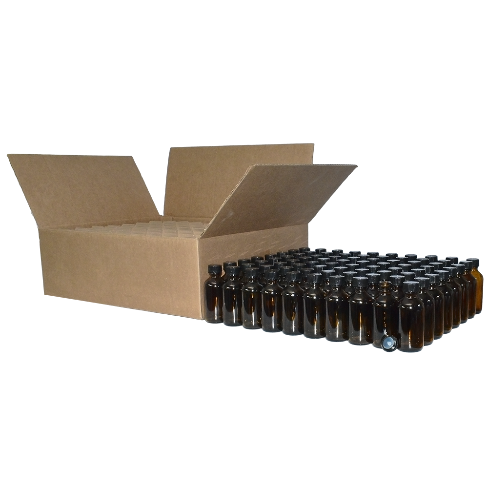 2 oz. Amber Boston Round with Black Cone Cap (20/400) (V23) (V10)