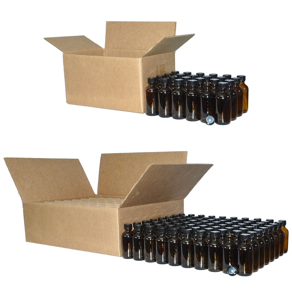 2 oz. Amber Boston Round with Black Cone Cap (20/400) (V23) (V10)