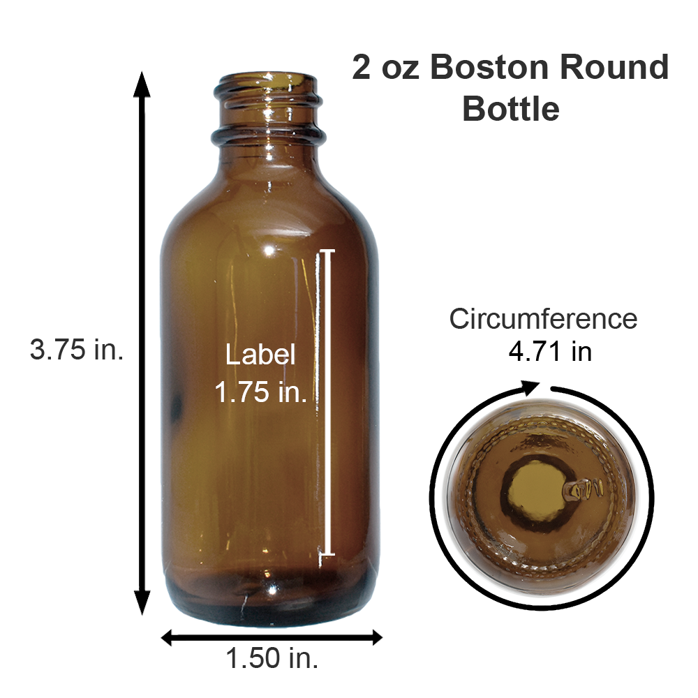 2 oz. Amber Boston Round with Black Cone Cap (20/400) (V23) (V10)