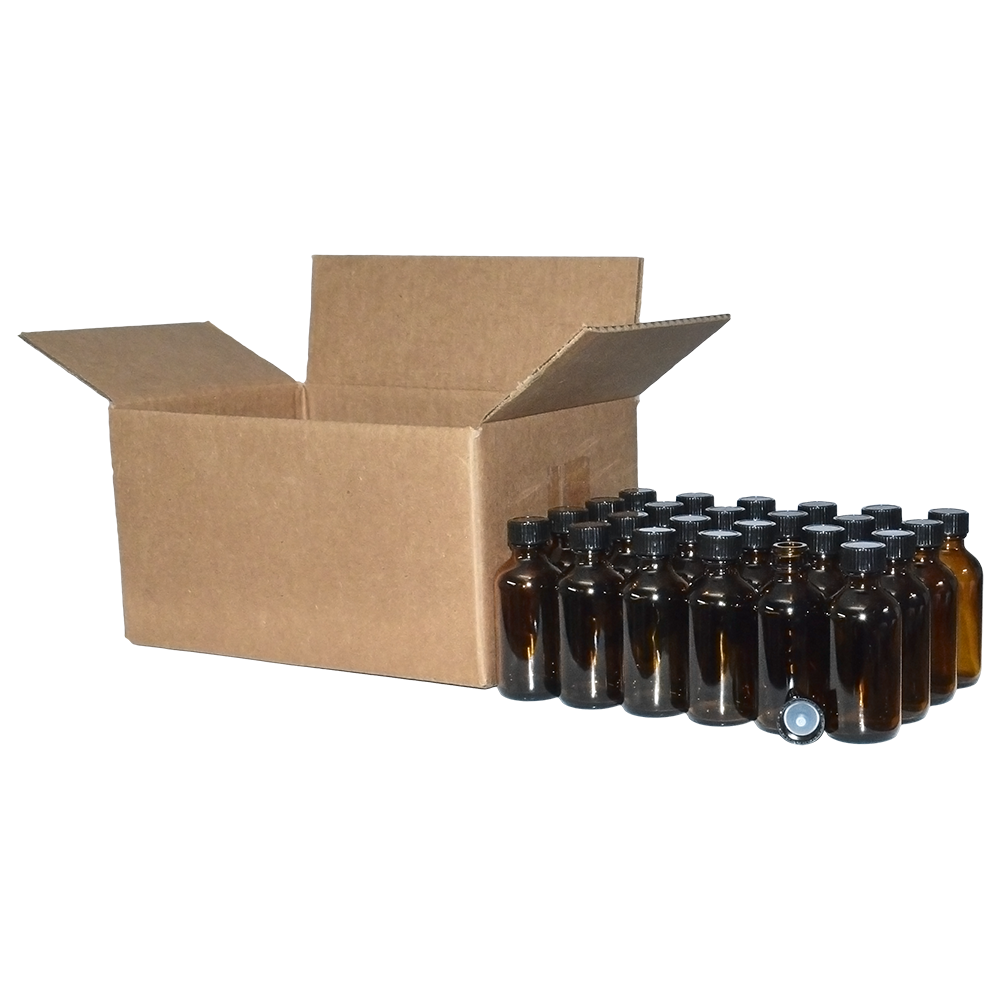 2 oz. Amber Boston Round with Black Cone Cap (20/400) (V23) (V10)