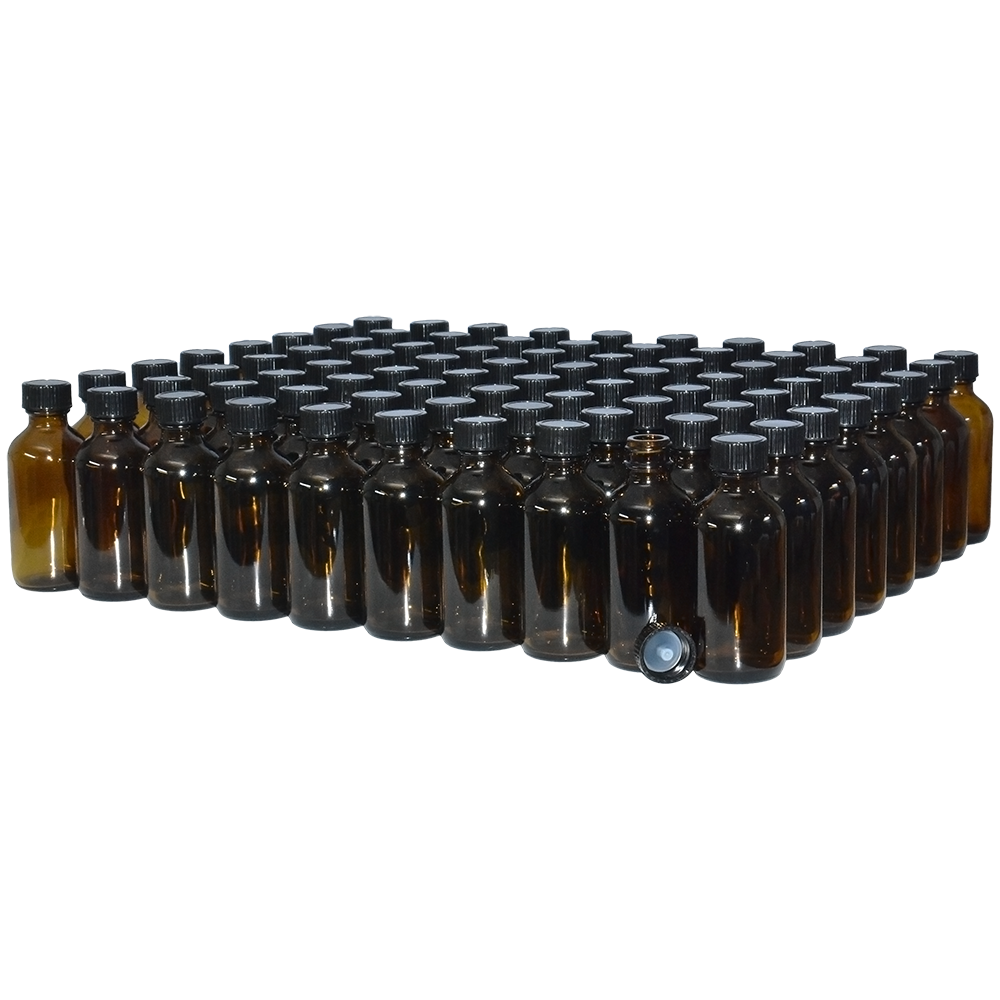 2 oz. Amber Boston Round with Black Cone Cap (20/400) (V23) (V10)