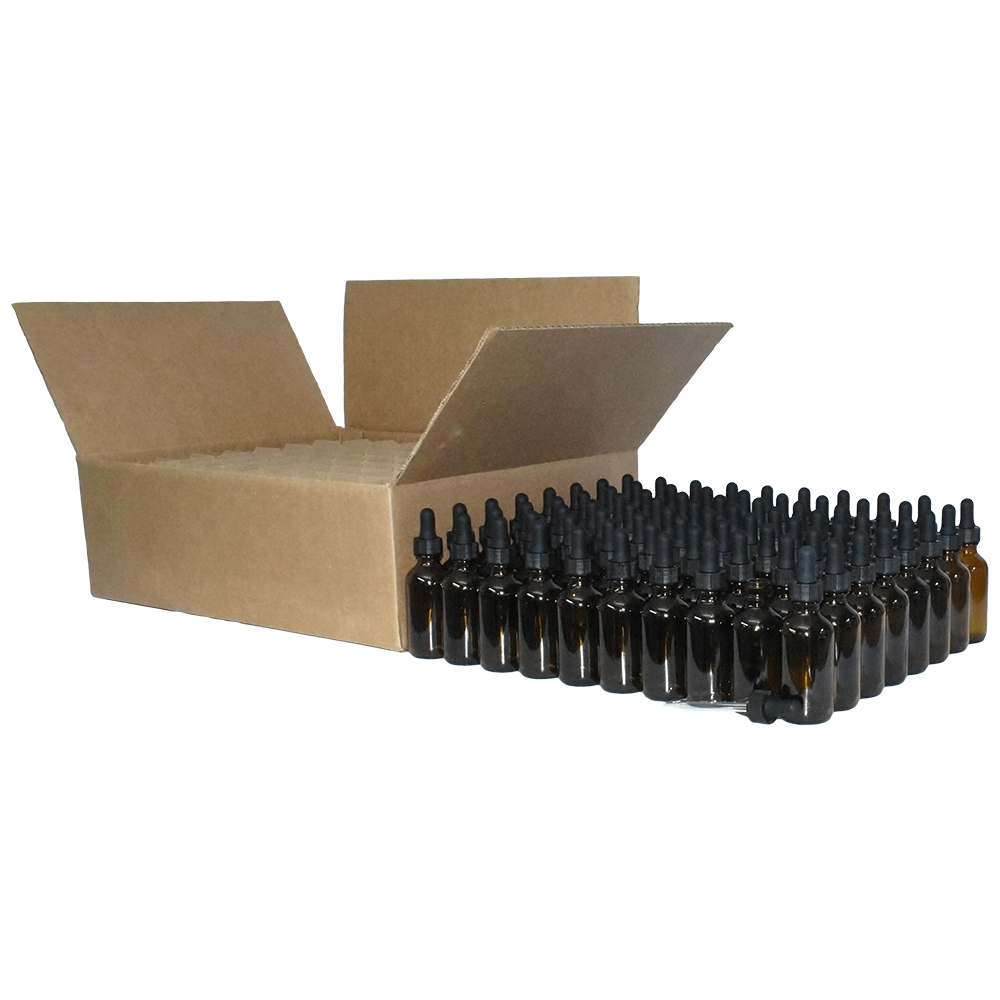 2 oz. Amber Boston Round with Black Glass Dropper (20/400) (V23) (V25)