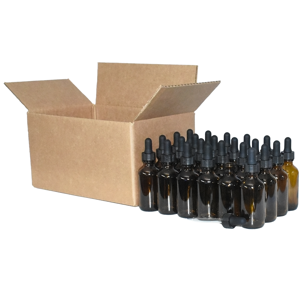 2 oz. Amber Boston Round with Black Glass Dropper (20/400) (V23) (V25)