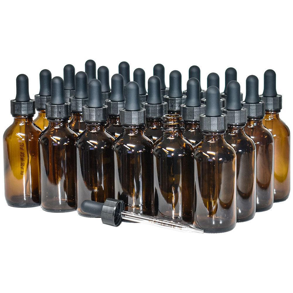 2 oz. Amber Boston Round with Black Graduated Glass Dropper (20/400) (V23) (V25)