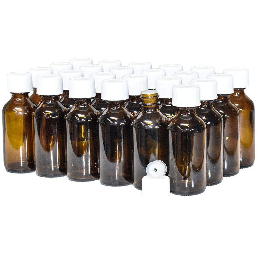 2 oz. Amber Boston Round with Reducer and White Child-Resistant Cap (20/400) (V23) (V6)