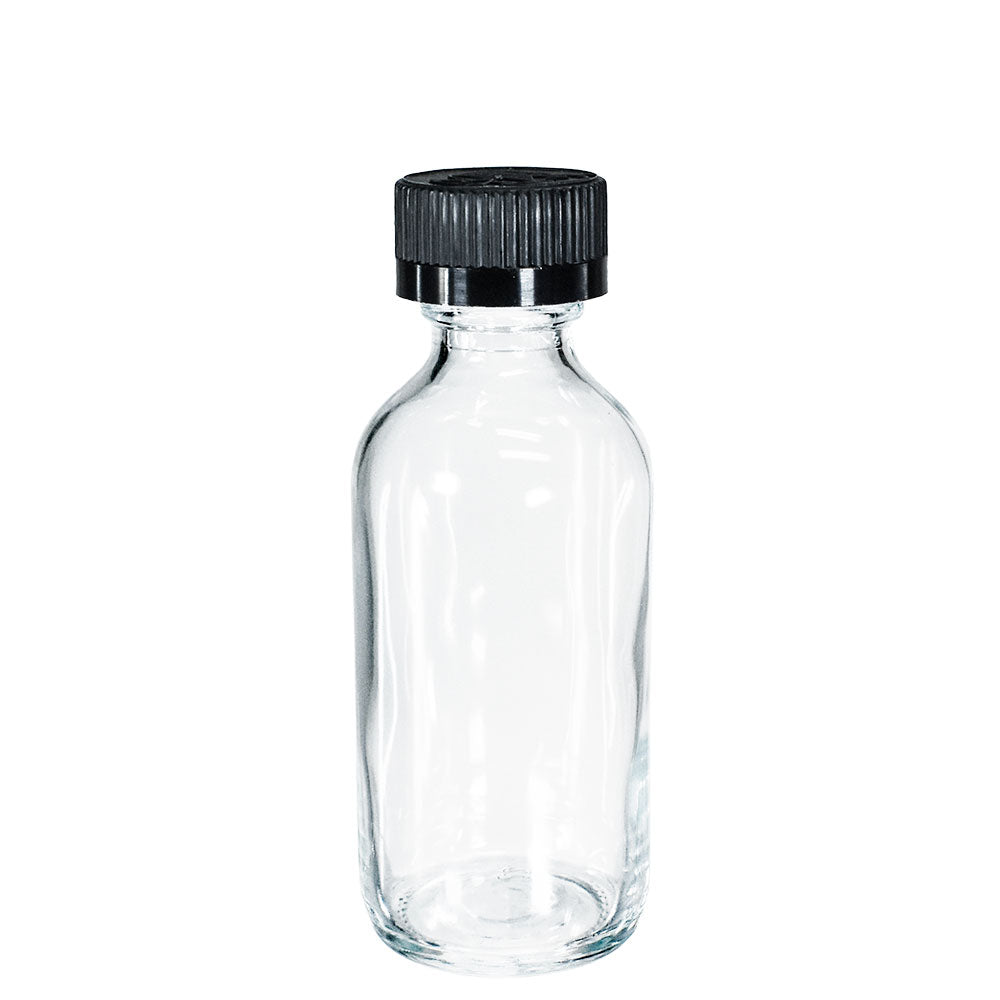 2 oz. Clear Boston Round with Black Child-Resistant Cap (20/400) (V23) (V6)