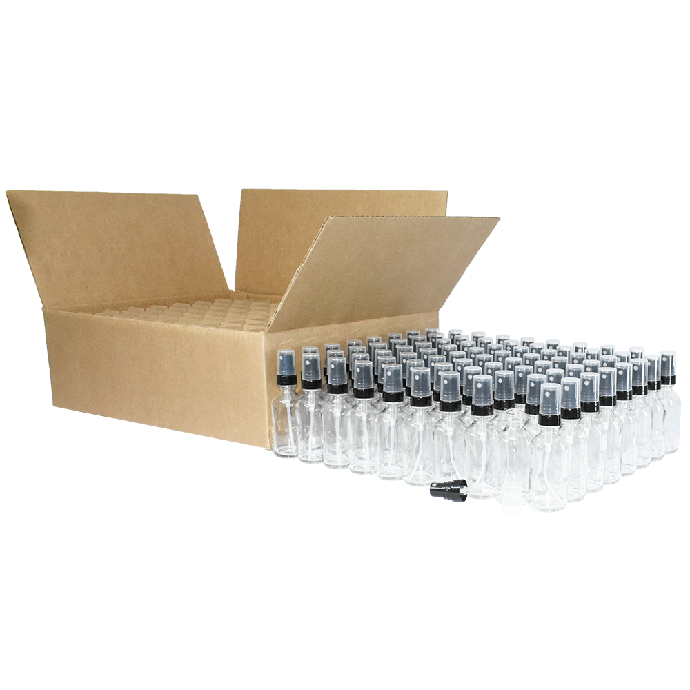 2 oz. Clear Boston Round with Black Fine-Mist Sprayer (.16 ml Per Spray) (20/400) (V23) (V20)