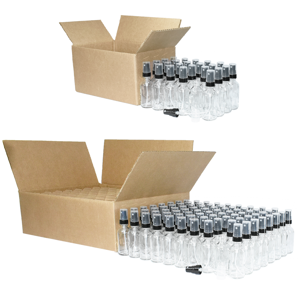 2 oz. Clear Boston Round with Black Fine-Mist Sprayer (.16 ml Per Spray) (20/400) (V23) (V20)