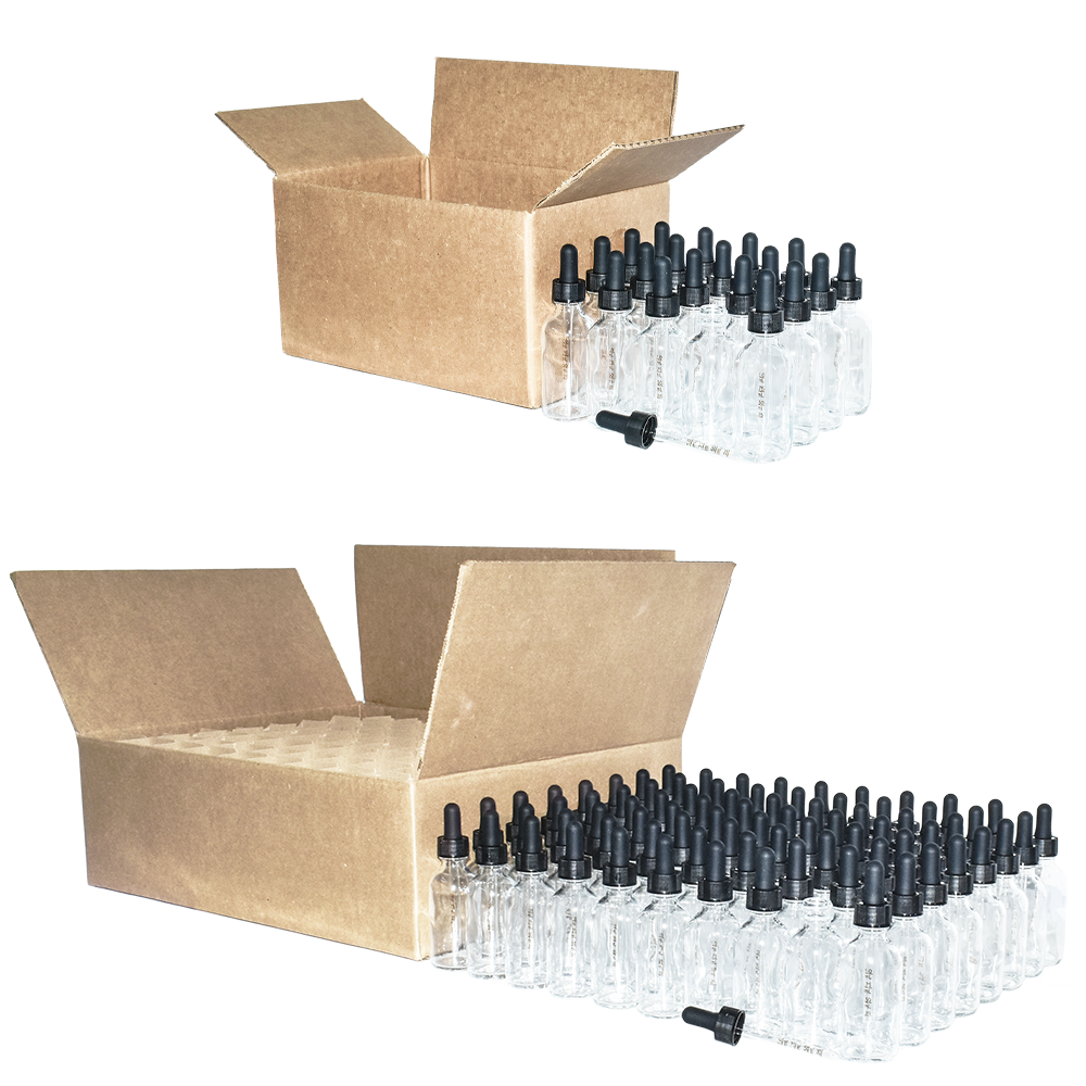 2 oz. Clear Boston Round with Black Graduated Glass Dropper (20/400) (V23) (V20)