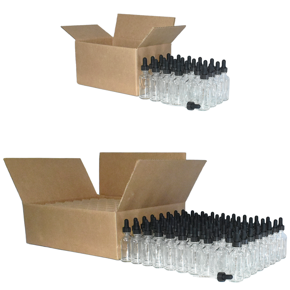 2 oz. Clear Boston Round with Black Graduated Glass Dropper (20/400) (V23) (V25)