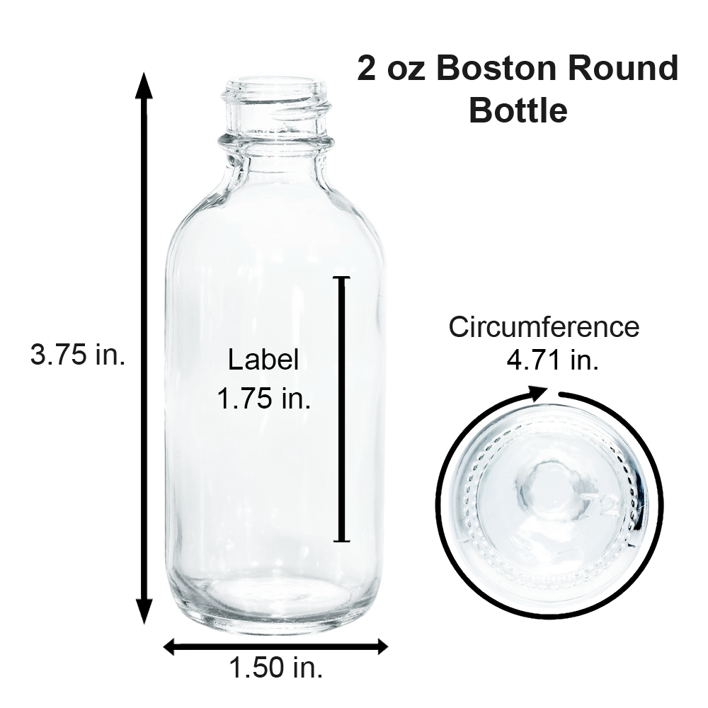2 oz. Clear Boston Round with Black Graduated Glass Dropper (20/400) (V23) (V25)