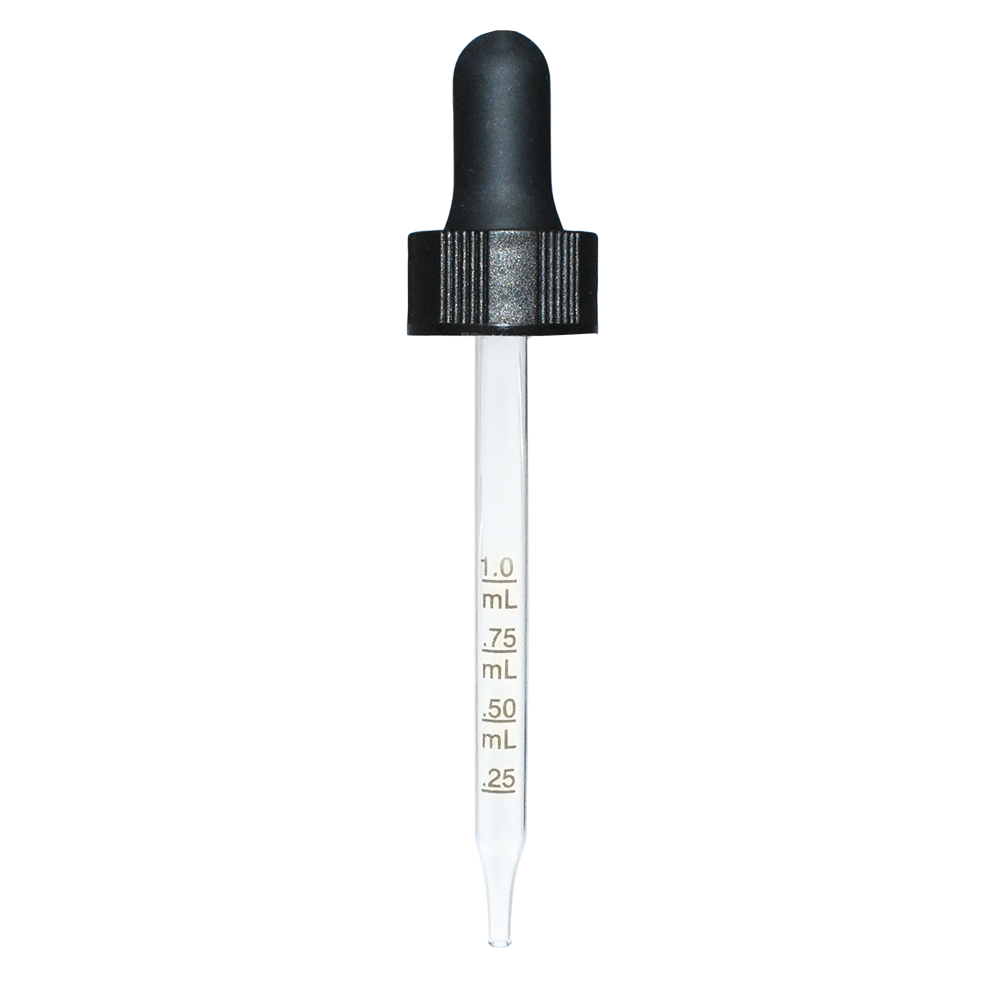 2 oz. Clear Boston Round with Black Graduated Glass Dropper (20/400) (V23) (V25)