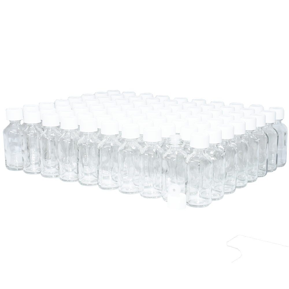 2 oz. Clear Boston Round with Reducer and White Child-Resistant Cap (20/400) (V23) (V1)