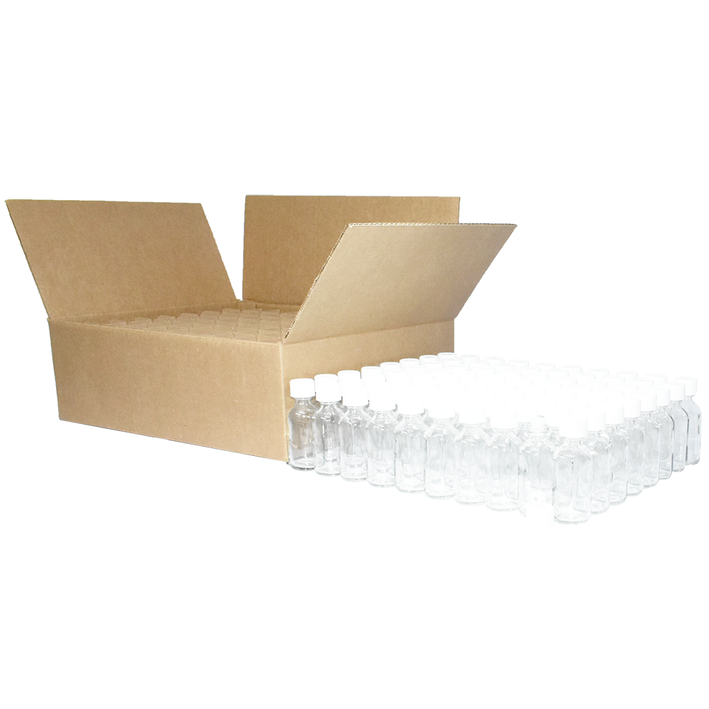 2 oz. Clear Boston Round with Reducer and White Child-Resistant Cap (20/400) (V23) (V1)