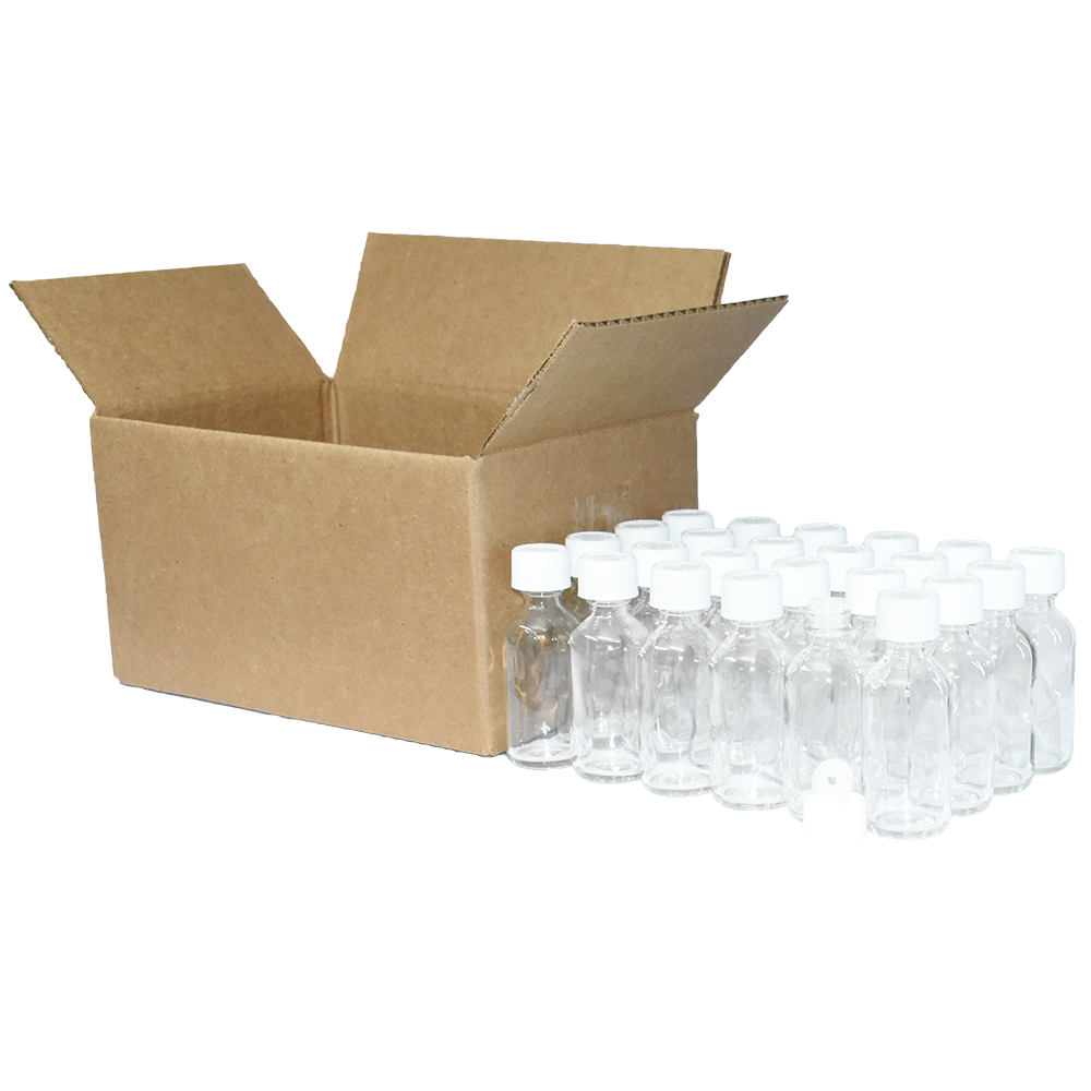 2 oz. Clear Boston Round with Reducer and White Child-Resistant Cap (20/400) (V23) (V6)