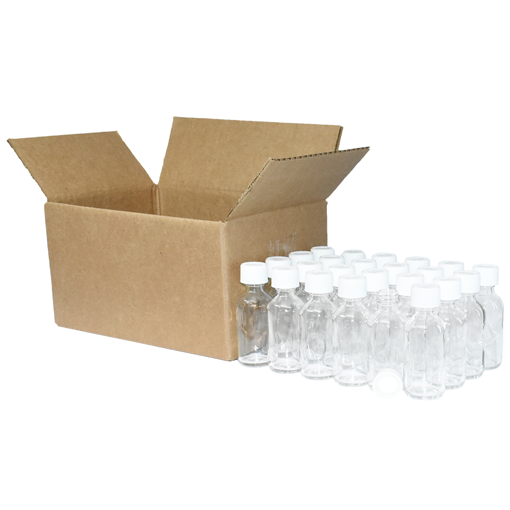 2 oz. Clear Boston Round with White Child-Resistant Cap (20/400) (V23) (V1)