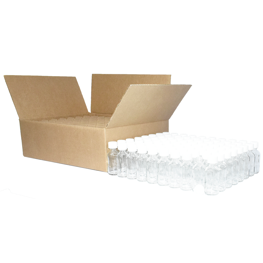 2 oz. Clear Boston Round with White Child-Resistant Cap (20/400) (V23) (V1)