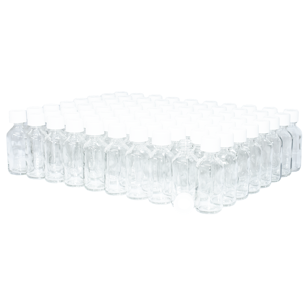 2 oz. Clear Boston Round with White Child-Resistant Cap (20/400) (V23) (V6)
