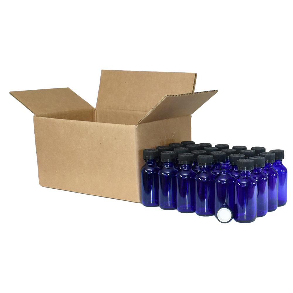 2 oz. Cobalt Blue Boston Round with Black Child-Resistant Cap (20/400) (V23) (V6)