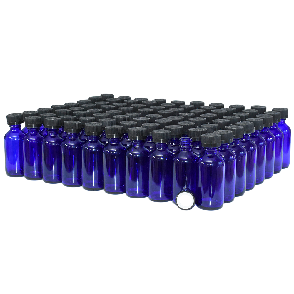 2 oz. Cobalt Blue Boston Round with Black Child-Resistant Cap (20/400) (V23) (V6)