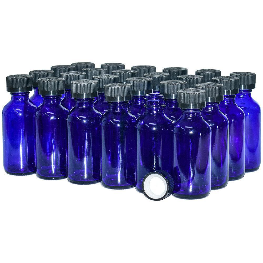 2 oz. Cobalt Blue Boston Round with Black Child-Resistant Cap (20/400) (V23) (V6)