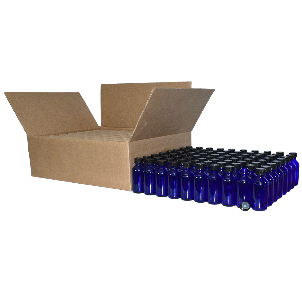 2 oz. Cobalt Blue Boston Round with Black Cone Cap (20/400) (V23) (V10)
