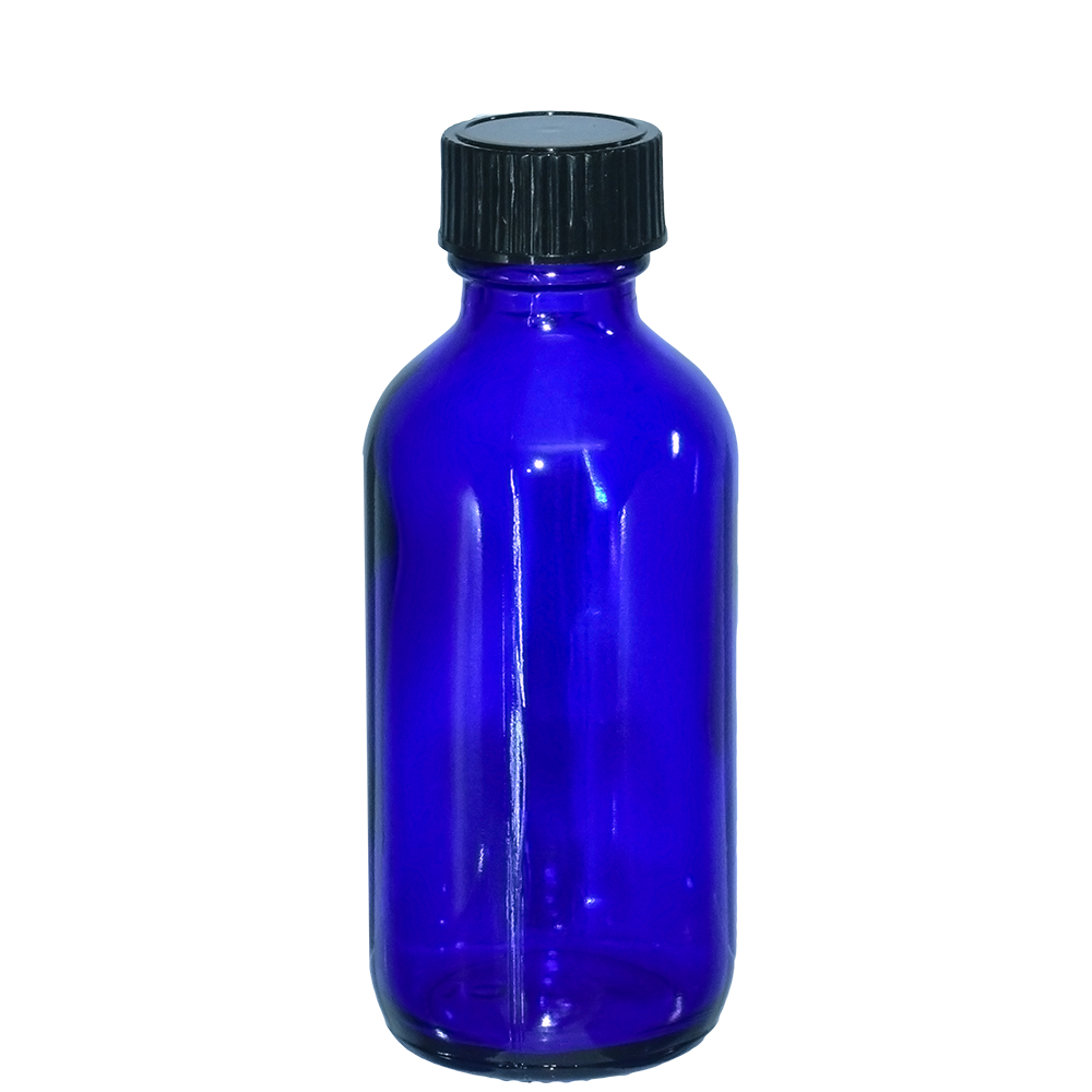 2 oz. Cobalt Blue Boston Round with Black Cone Cap (20/400) (V23) (V10)