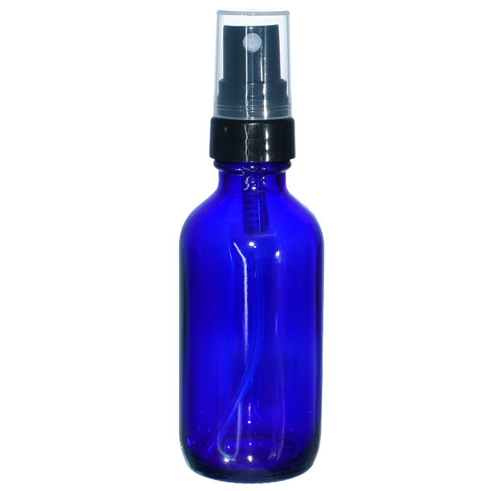 2 oz. Cobalt Blue Boston Round with Black Fine-Mist Sprayer (.16 ml Per Spray) (20/400) (V23) (V20)