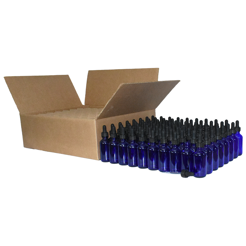 2 oz. Cobalt Blue Boston Round with Black Glass Dropper (20/400) (V23) (V25)