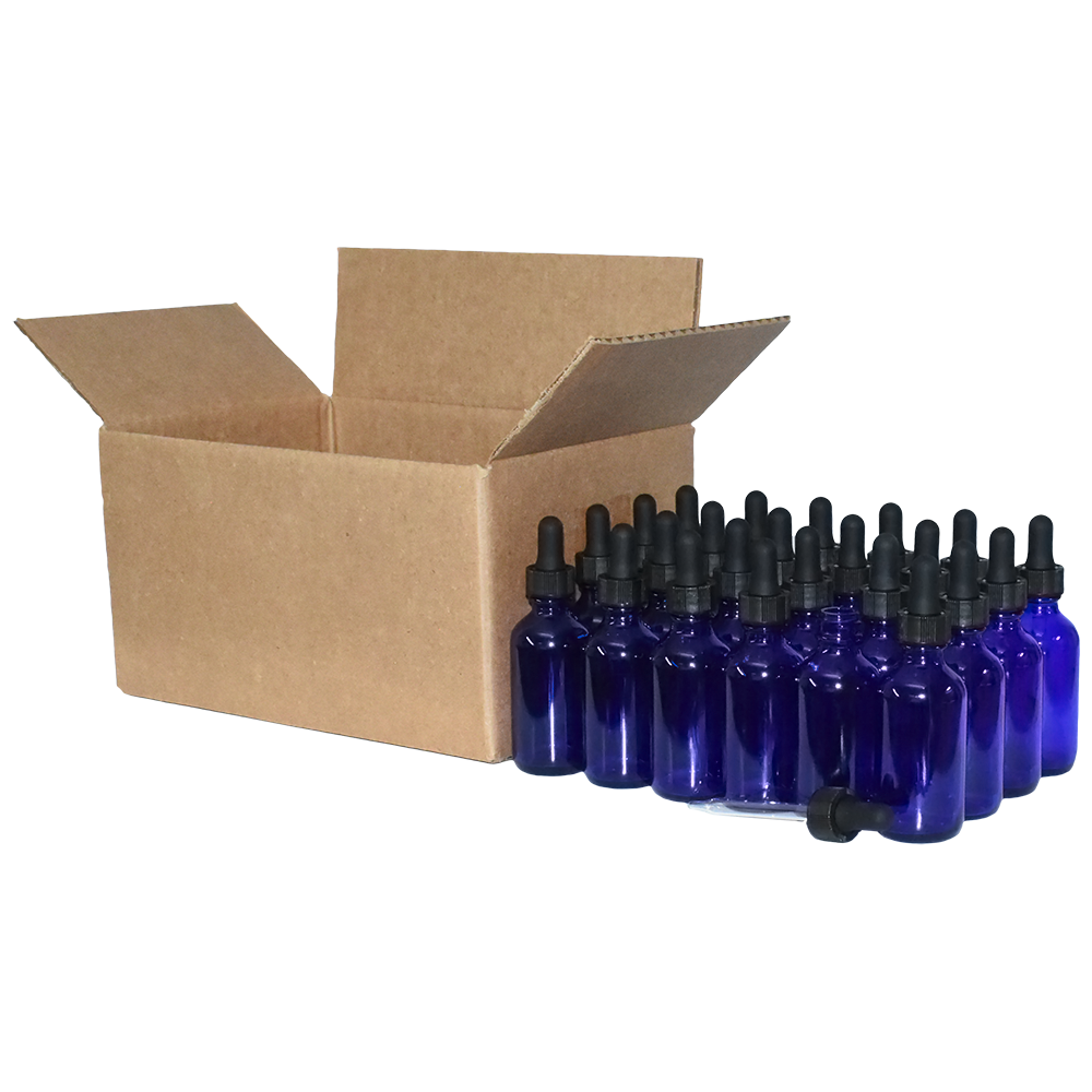 2 oz. Cobalt Blue Boston Round with Black Glass Dropper (20/400) (V23) (V25)