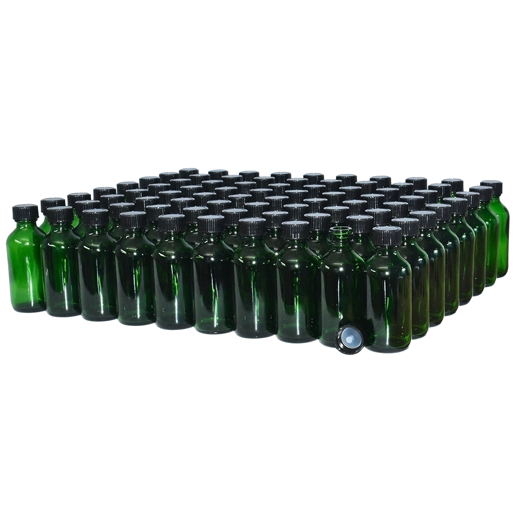 2 oz. Green Boston Round with Black Cone Cap (20/400) (V23) (V10)