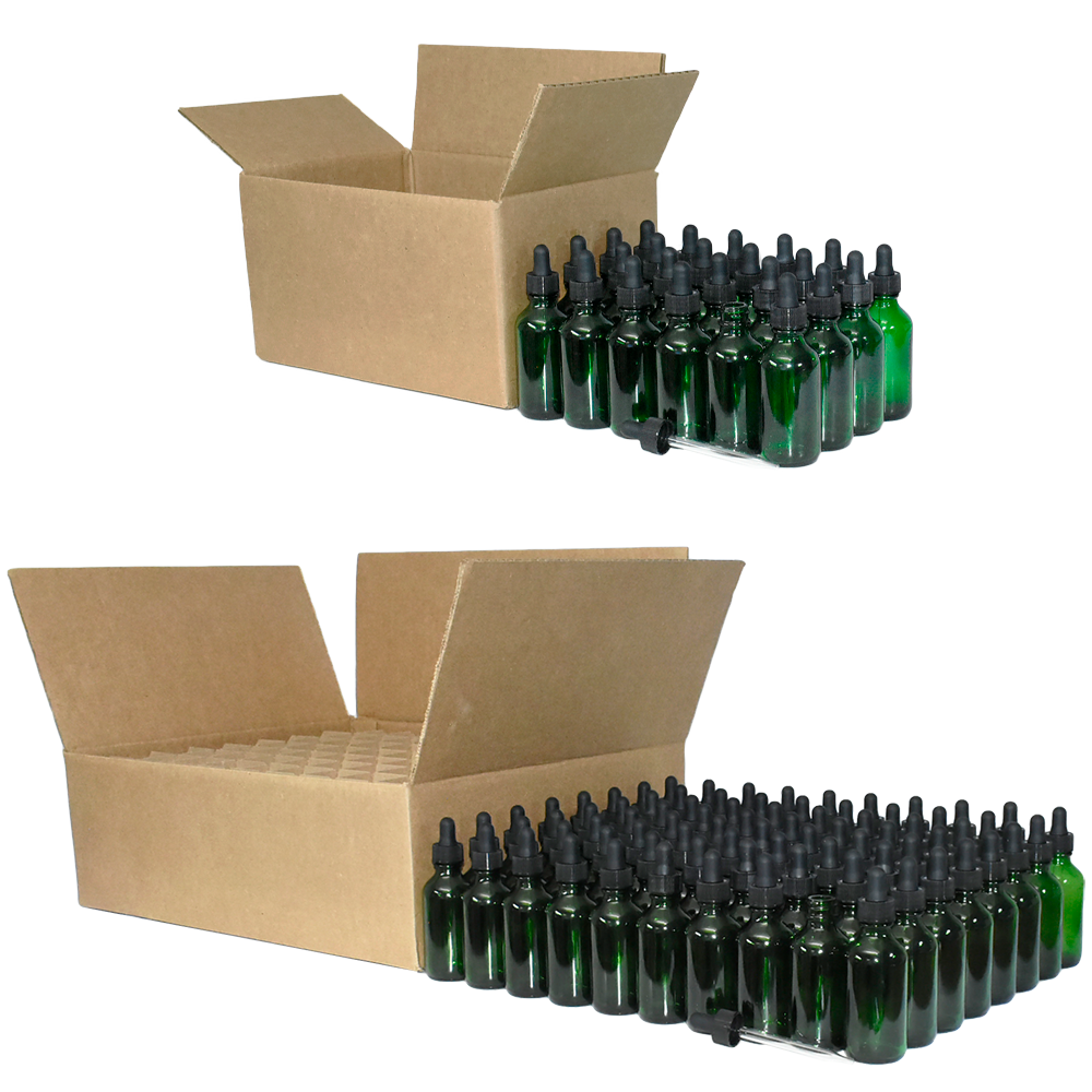 2 oz. Green Boston Round with Black Glass Dropper (20/400) (V23) (V8)