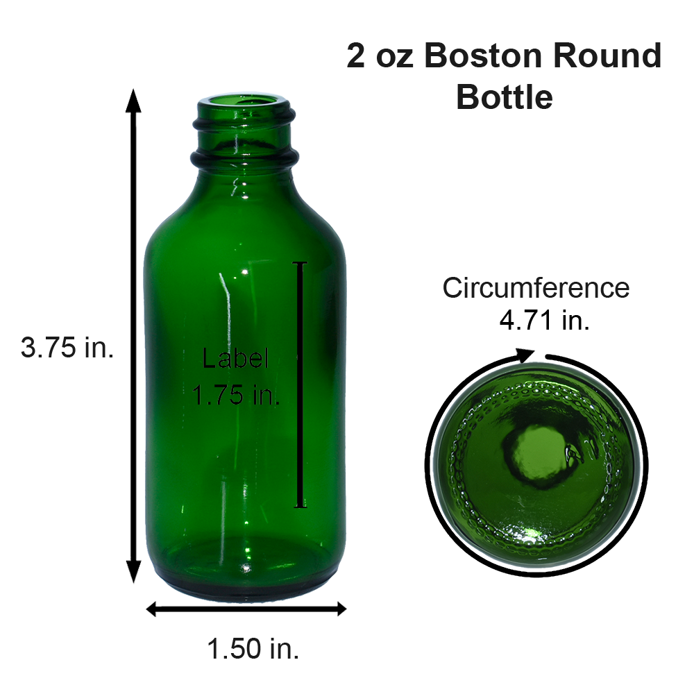 2 oz. Green Boston Round with Black Glass Dropper (20/400) (V23) (V8)