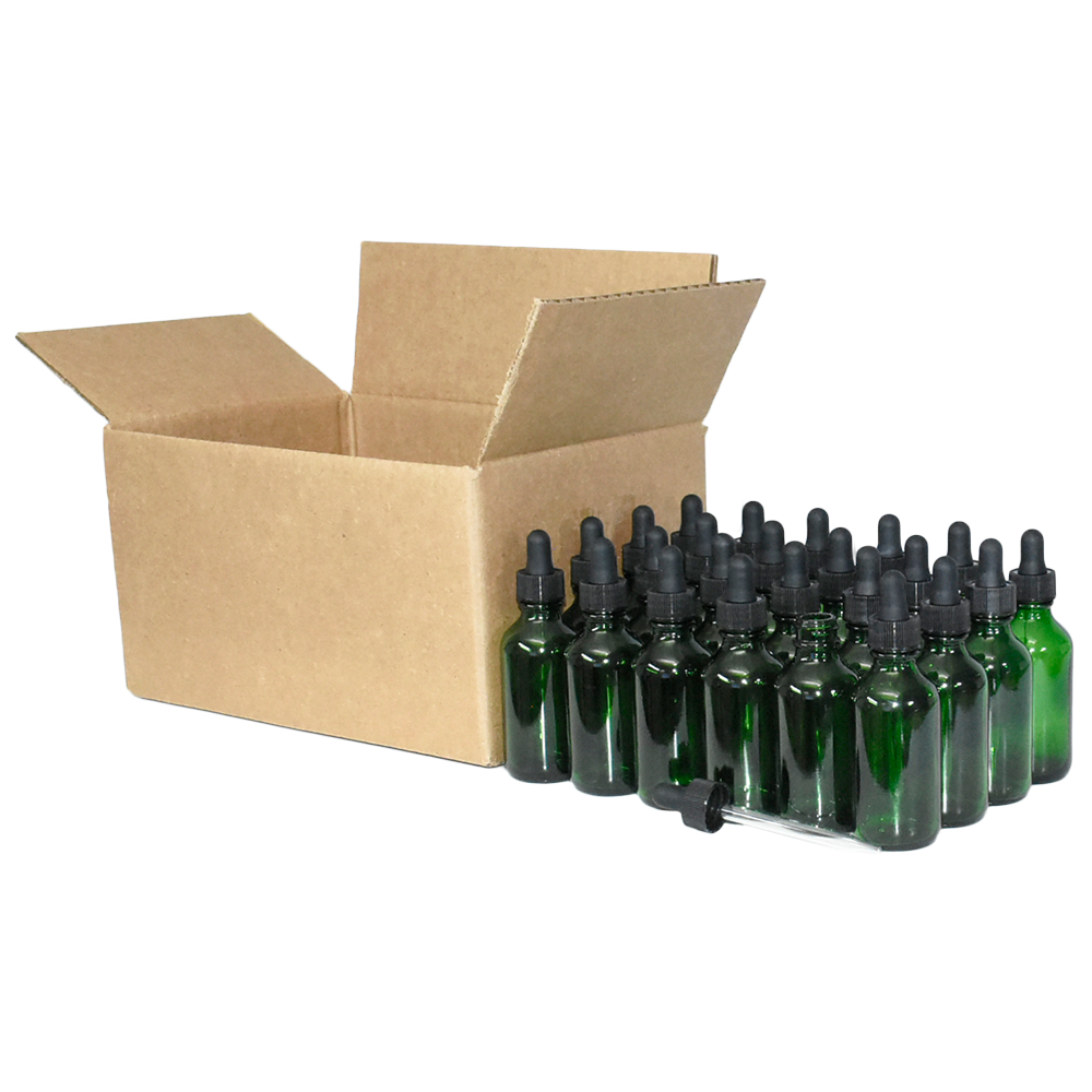 2 oz. Green Boston Round with Black Glass Dropper (20/400) (V23) (V8)