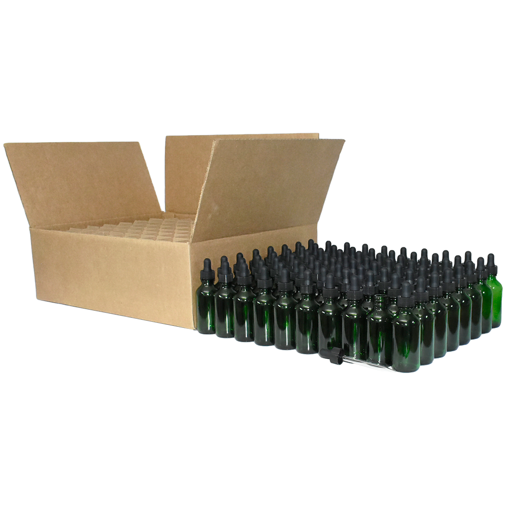 2 oz. Green Boston Round with Black Glass Dropper (20/400) (V23) (V8)