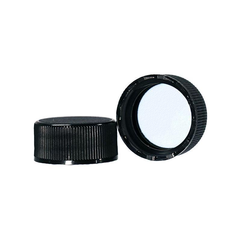 2 oz. Clear Boston Round with Reducer and Black Cap (20/400) (V23) (V6)