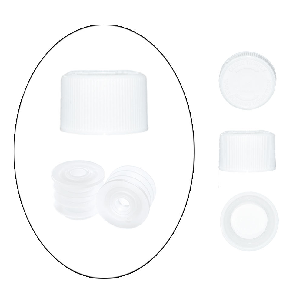 2 oz. Clear Boston Round with Reducer and White Child-Resistant Cap (20/400) (V23) (V6)