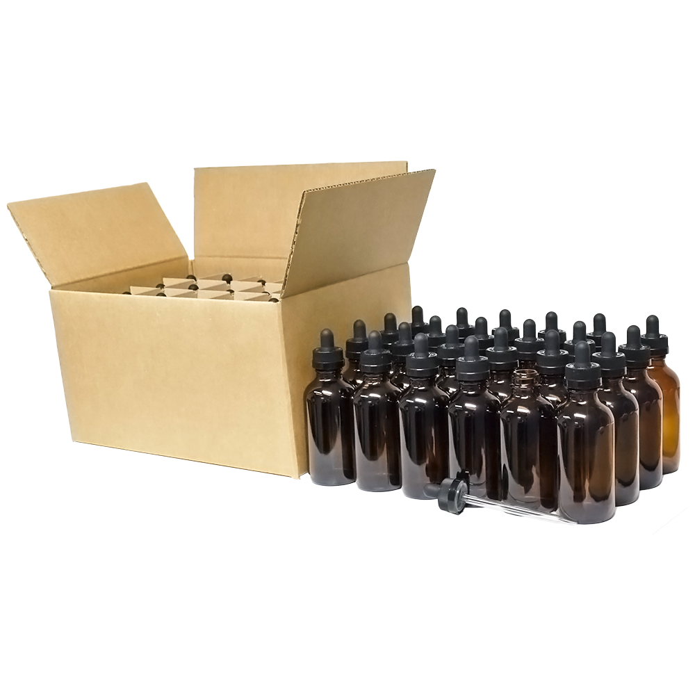 4 oz. Amber Boston Round with Black Child-Resistant Glass Dropper (22/400) (V23) (V8)