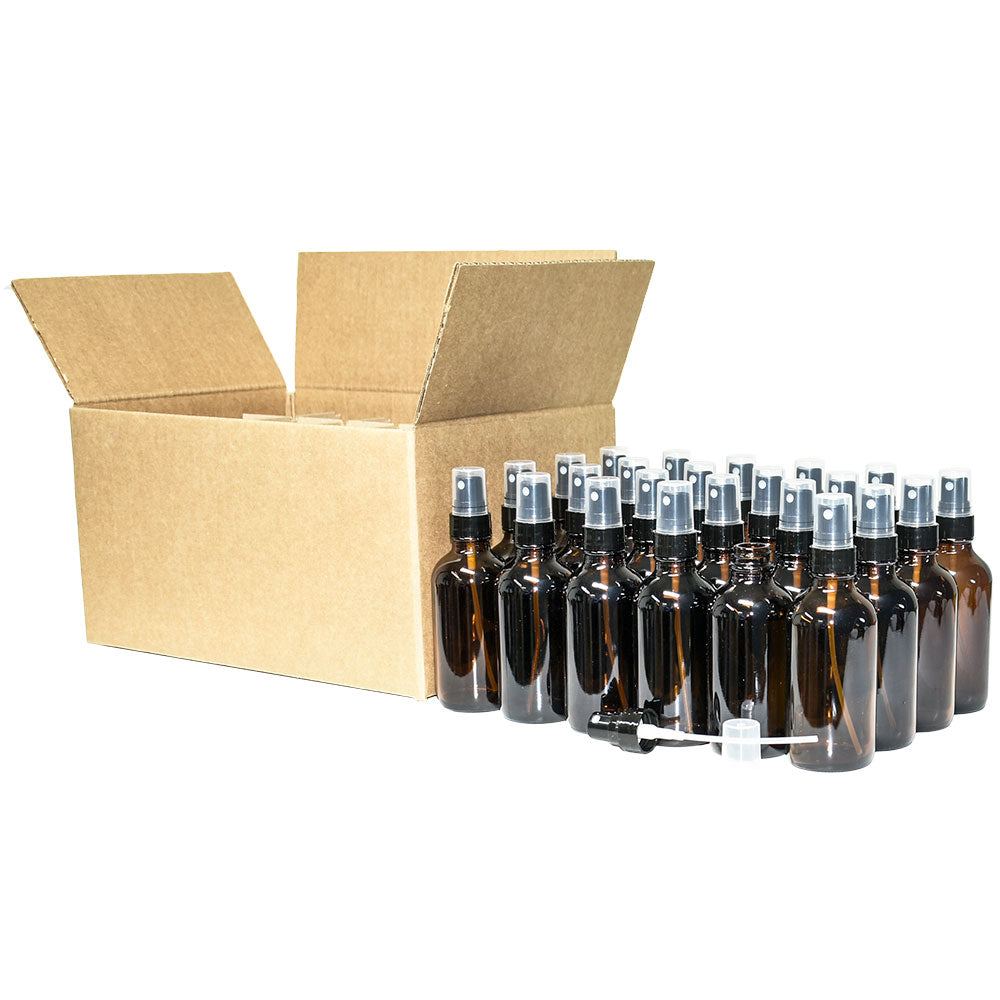 4 oz. Amber Boston Round with Black Fine-Mist Sprayer (Smooth) (22/400) (V23) (V8)