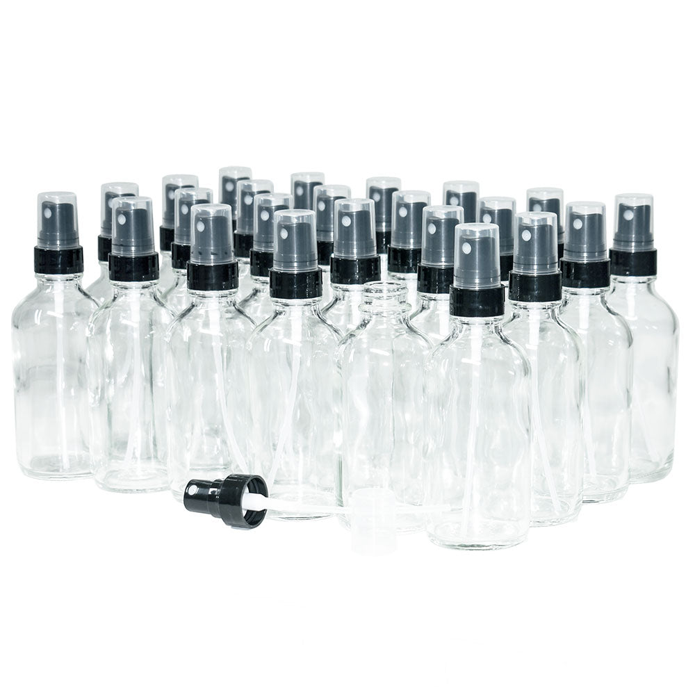 4 oz. Clear Boston Round with Black Fine-Mist Sprayer (Smooth) (22/400) (V23) (V8)