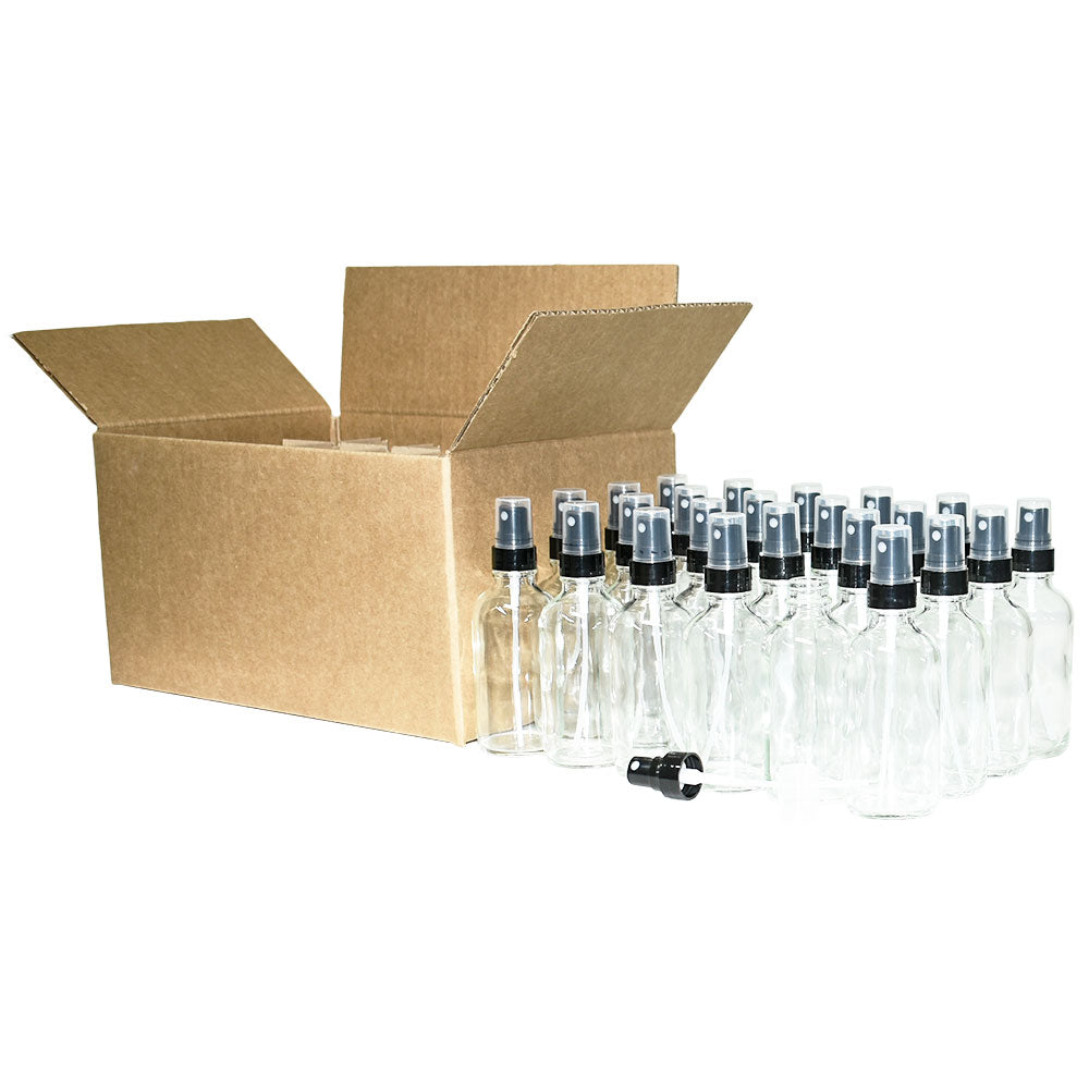 4 oz. Clear Boston Round with Black Fine-Mist Sprayer (Smooth) (22/400) (V23) (V8)