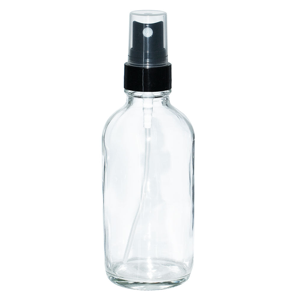 4 oz. Clear Boston Round with Black Fine-Mist Sprayer (Smooth) (22/400) (V23) (V8)