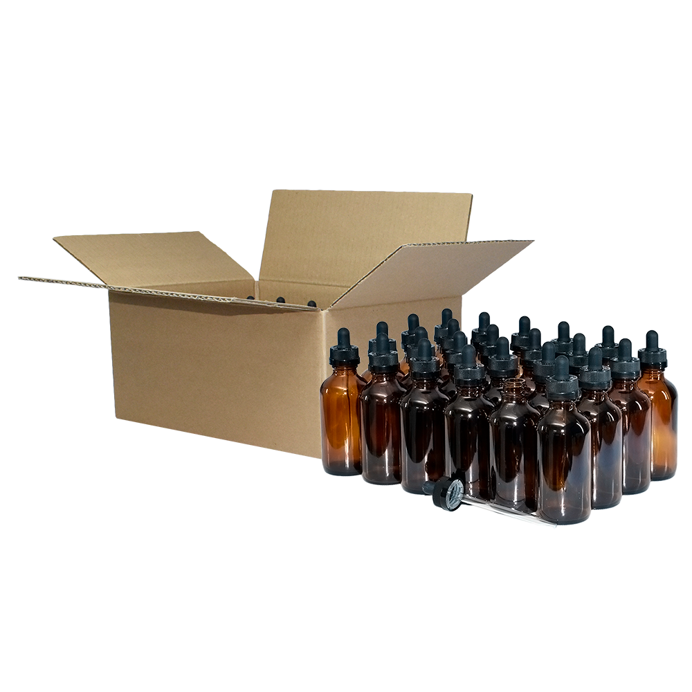 4 oz. Amber Boston Round with Black Child-Resistant Glass Dropper (22/400) (V8) (V8)-Glass Bottle Outlet
