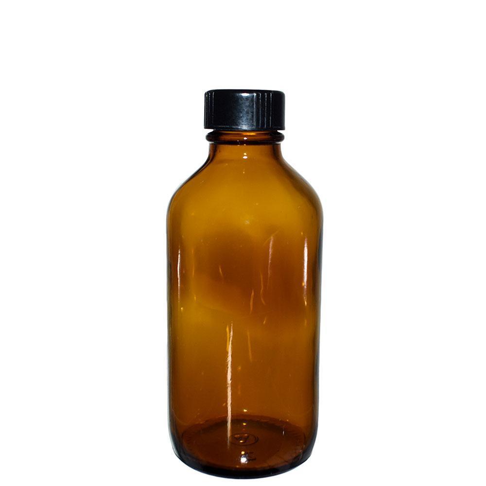 4 oz. Amber Boston Round with Black Cone Lined Cap (22/400) (V5) (V5)