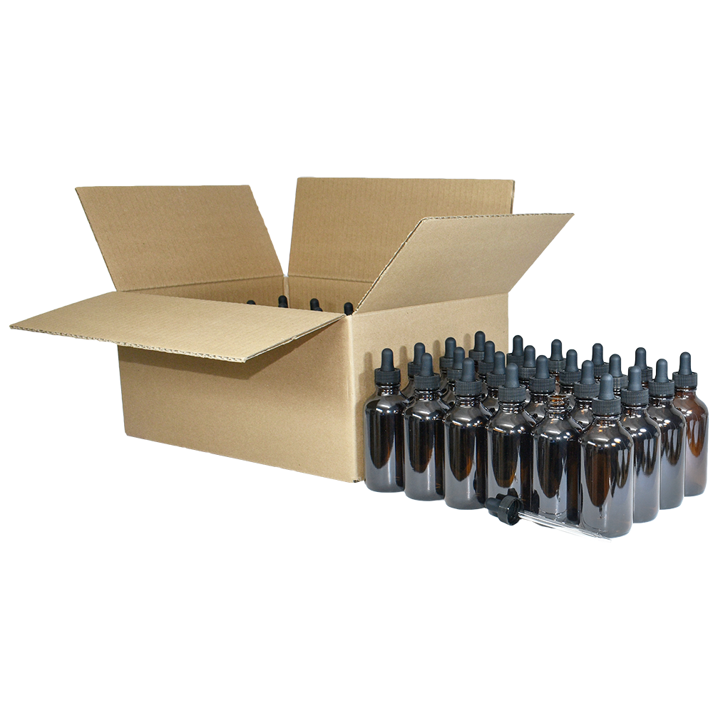 4 oz. Amber Boston Round with Black Glass Dropper (22/400) (V8) (V8)