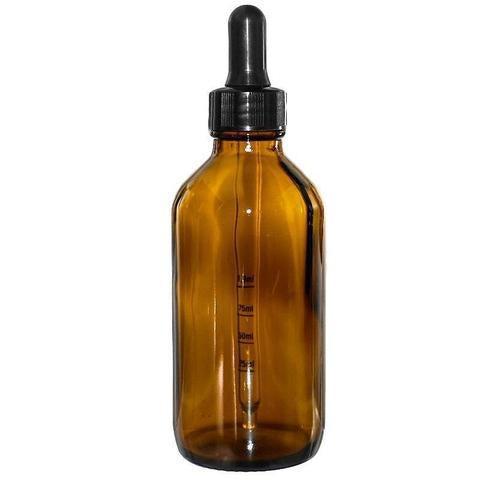 4 oz. Amber Boston Round with Nitrile Rubber Black Graduated Glass Dropper (22/400) (V5) (V12)