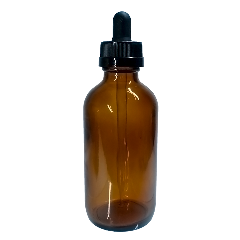 4 oz. Amber Boston Round with Black Child-Resistant Glass Dropper (22/400) (V23) (V8)