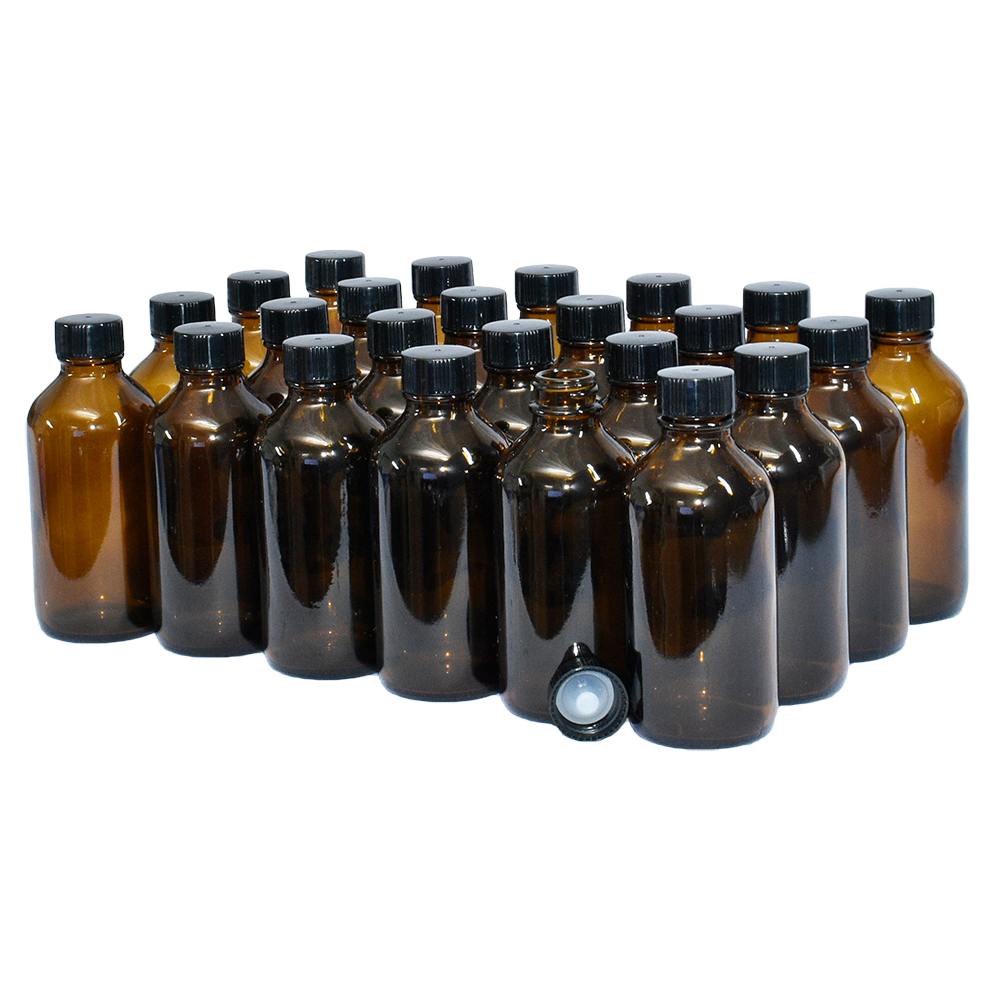 4 Liter Amber Glass Bottle with, PTFE Lined Cap, each